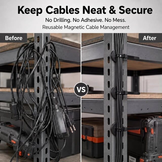 Alt view image 5 of 7 - 24 Pack Magnetic Zip Tie Mounts 21mm 10 lb Heavy Duty Adjustable Reusable Nylon Wire Clips & Cord Magnet Cable Tie Holders Organizer Base for Desk, TV, PC, Home & Office Cable Management