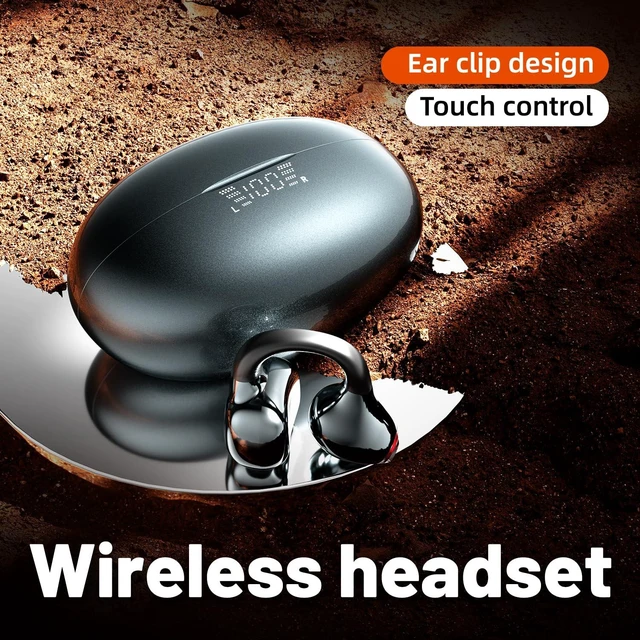 Alt view image 7 of 7 - Open Ear Earbuds, Half in-Ear Clip on Earbuds with Touch Control, Wireless Bluetooth 6.0, Lightweight for Running, Workouts, Music Listening (Black)