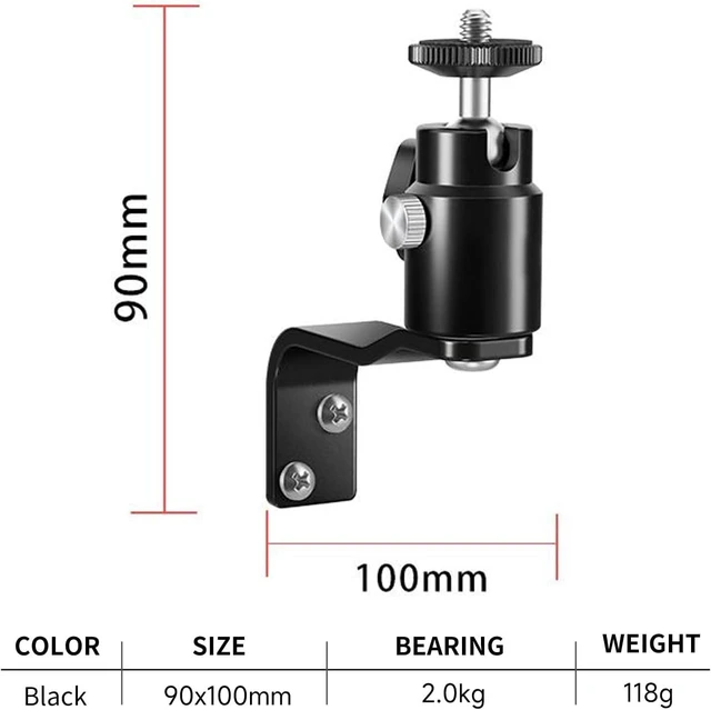 Alt view image 6 of 6 - E-Shape Camera Wall Mount with 1/4" Screw and 5/8" Stud, 2-Pack Adjustable metal bracket for wall or ceiling use with cameras, monitors, speakers, ring lights, CCTV and VR base stations
