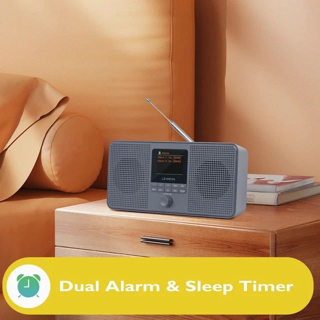 Alt view image 3 of 7 - IR4S WiFi Internet Radio,FM Radio, Podcast, Spotify Connect, Bluetooth Speaker, Dual Alarms Clock, 40 Presets,OKTIV App, Batteries or Mains Powered (Charcoal)