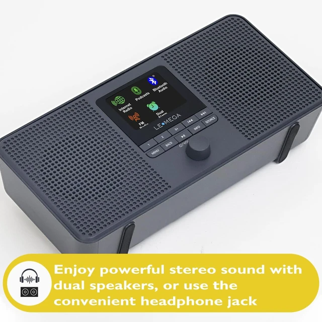 Alt view image 5 of 7 - IR4S WiFi Internet Radio,FM Radio, Podcast, Spotify Connect, Bluetooth Speaker, Dual Alarms Clock, 40 Presets,OKTIV App, Batteries or Mains Powered (Charcoal)