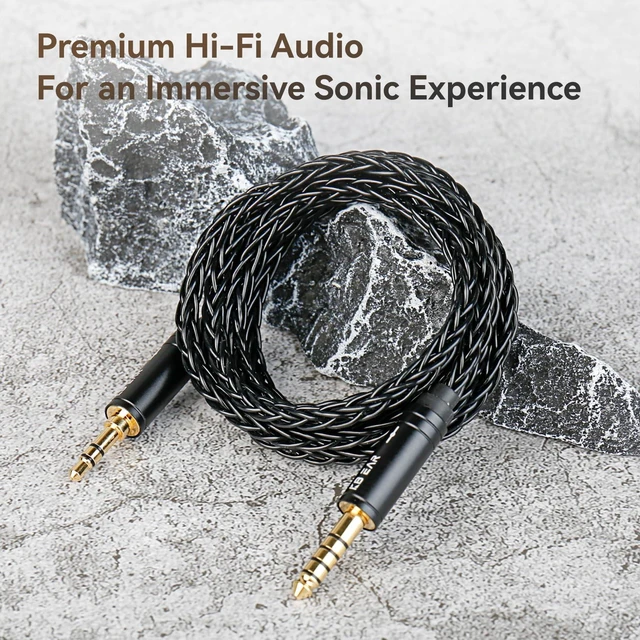 Alt view image 4 of 7 - 4.2ft 4.4mm Replacement Audio Cable for Beats - KBEAR Male to Male Braided 4N OFC Stereo Jack Cable, Aux Cord for Solo2 Solo3/Sony WH 1000xm5 WH-1000XM5/Car Home Stereo/Tablet/Speaker