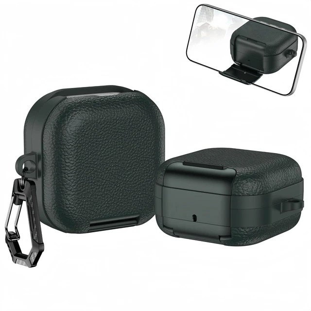 Main image of Case for Samsung Galaxy Buds 4 & Galaxy Buds 4 Pro (2026),Case Compatible with Samsung Buds 4 / Buds 4 Pro,Leather Texture Earbud Cover with Integrated Phone Stand Secure Lock Buckle,Sturdy Carabiner