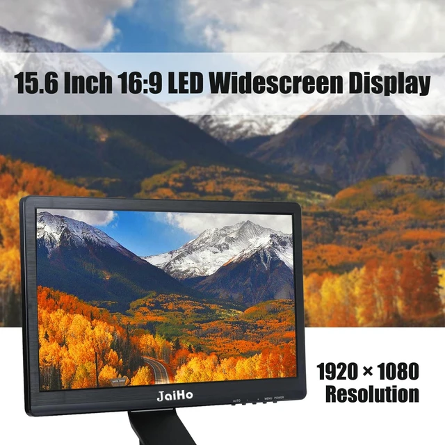 Alt view image 5 of 7 - 15.6 Inch CCTV Security Monitor, 1920x1080, BNC HDMI VGA, for DVR and NVR 16:9 Full HD screen for recorder feeds, AV input, metal housing, speakers, USB media playback, remote and VESA mounting