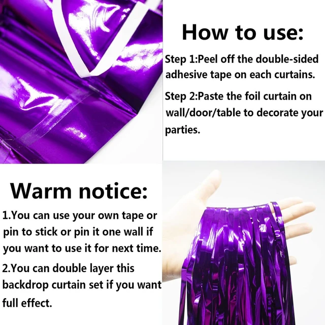 Alt view image 5 of 7 - Graduation Party Decorations Purple Silver Black 2026/Purple Black Graduation Decorations 2026/Birthday Decorations for Women Purple Silver Black Foil Fringe Curtains