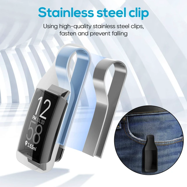 Alt view image 3 of 6 - 2-Pack Clip Holder for Fitbit Charge 3/4 Silicone Case Accessory, Black+Sangria