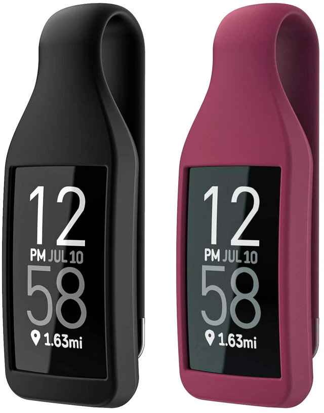 Main image of 2-Pack Clip Holder for Fitbit Charge 3/4 Silicone Case Accessory, Black+Sangria