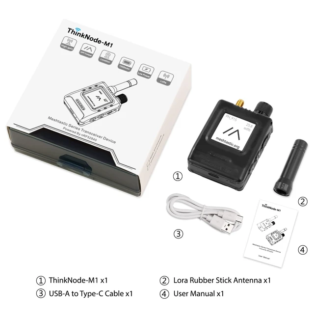 Alt view image 7 of 7 - Meshtastic LoRa Transceiver M1 with GPS and nRF52840 &1.54" EPD Screen ThinkNode M1 Meshtastic Device with 1200mAh Battery, SX1262 Wireless Module 915MHz, Long-Range Wireless Communication Device