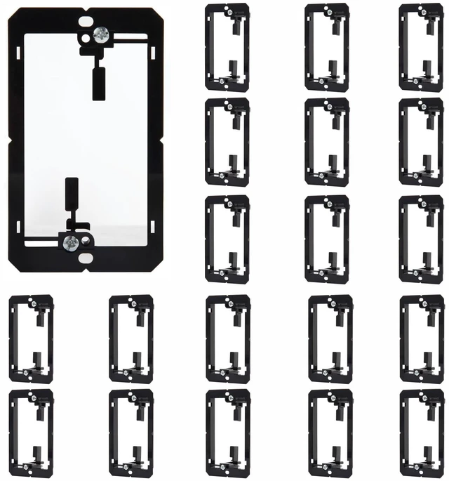 Main image of 20 Pack Low Voltage Mounting Bracket, Drywall Mounting Box Brackets 1-Gang Black, In-Wall Cable Pass Through for Brush Wall Plate, Keystone Plate, HDMI Speaker Ethernet Coaxial, Telephone Wire
