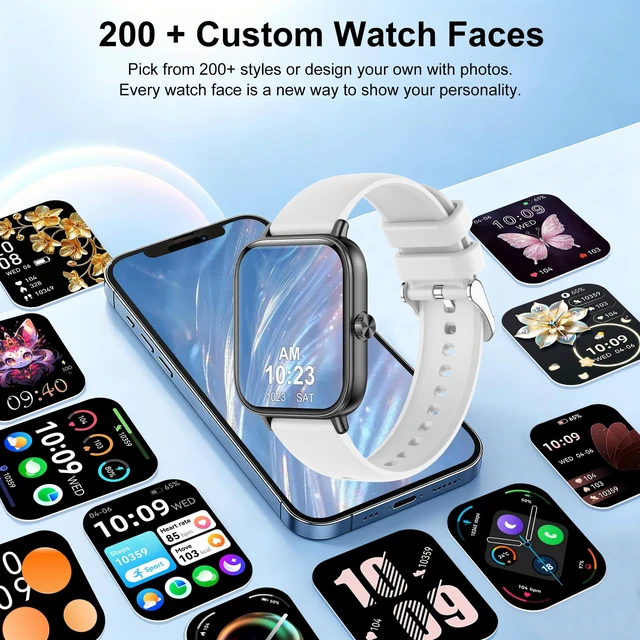 Alt view image 5 of 7 - Smart Watch for Women Men, Answer/Make Call, 1.85" HD Touchscreen(Black) IP68 Waterproof Fitness Tracker, Heart Rate/Sleep Monitor, DIY Dial, Multi-Sport Modes Pedometer, Smartwatch for iOS/Android