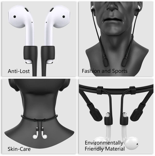 Alt view image 5 of 6 - Compatible AirPods Strap, Holder Anti-Lost Strap Wire Case Connector Neckband Compatible Apple Airpods 3, Pro, 2 & 1 Wireless Charging, Black