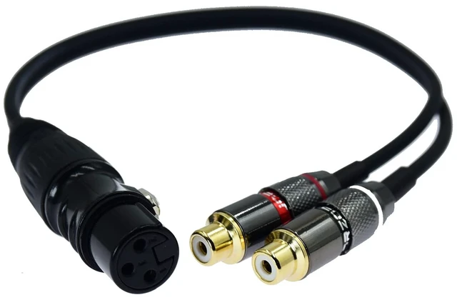 Main image of 1ft XLR female to 2 RCA female Plug Y Splitter XLR 3 Pin to Dual RCA Stereo patch audio Cable Phono Interconnect Duplicator Lead Adapter Connector Sound card eq Microphone Cord 2 x Unbalanced(1 pack)