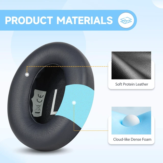 Alt view image 3 of 7 - Replacement Ear Pads for Bose 700 Noise Cancelling (NC) Headphones, NC700 Earpads Cushions with Softer Protein Leather, Plush Acoustic Memory Foam, Enhanced Durability