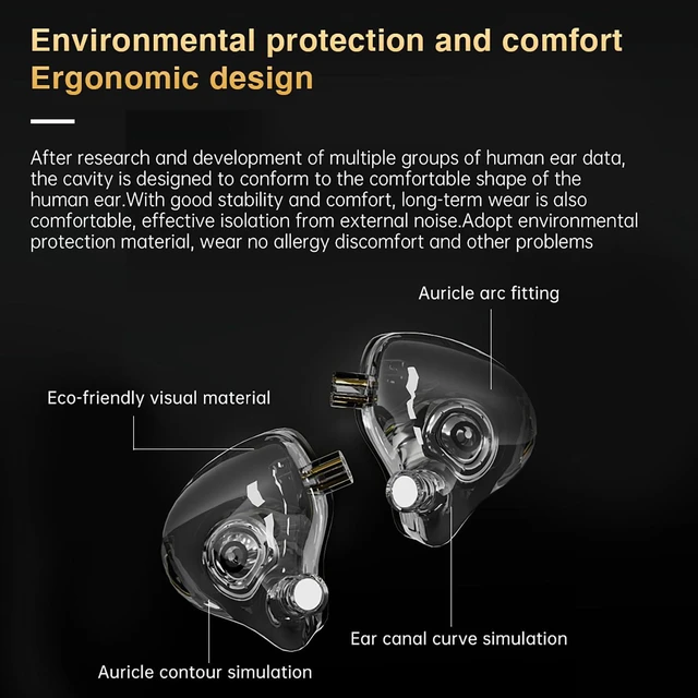 Alt view image 7 of 7 - ND Venus in Ear Monitor Headphones, 10mm Double Magnetic Dynamic Driver IEM Earphones, HiFi Wired Gaming Earbuds, 2 Pin Detachable Cable (Without Mic, Black, 3.5mm Plug)