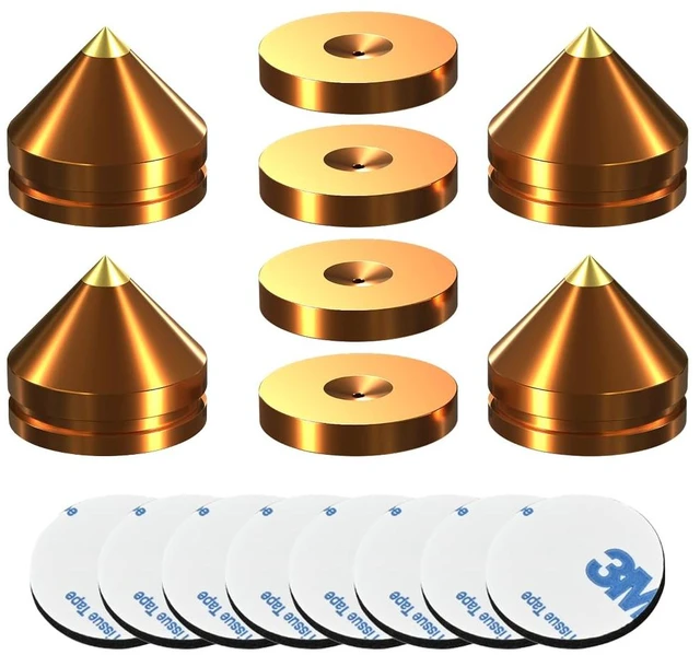 Main image of 4Sets HiFi Speaker Spikes Stand Feet Pad, 0.9x0.86in, Hi-end Speaker Isolators Shock Absorber with Non-Slip Rubber Pads for Audiophile DAC Speaker Subwoofer Amp Turntables CD/DVD Players