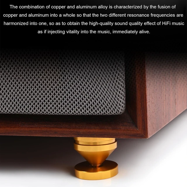 Alt view image 2 of 6 - 4Sets HiFi Speaker Spikes Stand Feet Pad, 0.9x0.86in, Hi-end Speaker Isolators Shock Absorber with Non-Slip Rubber Pads for Audiophile DAC Speaker Subwoofer Amp Turntables CD/DVD Players