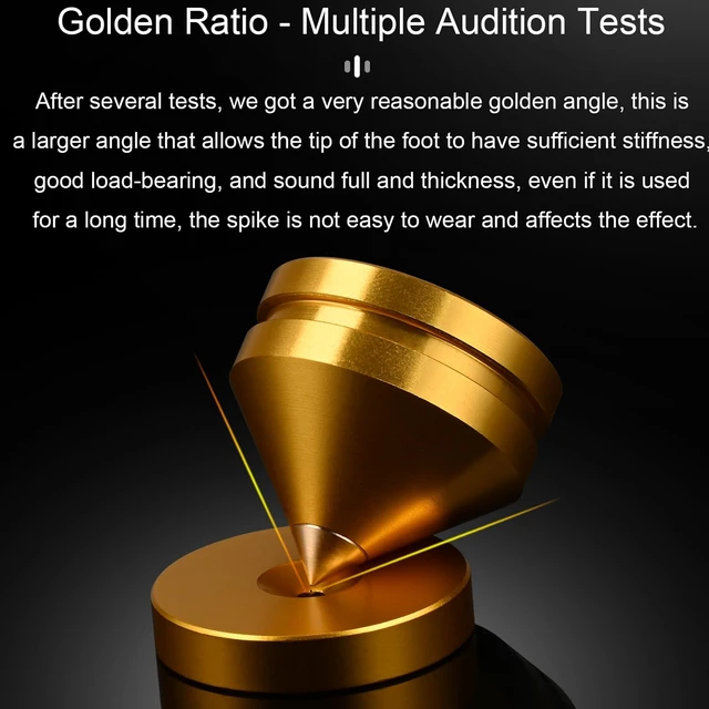 Alt view image 4 of 6 - 4Sets HiFi Speaker Spikes Stand Feet Pad, 0.9x0.86in, Hi-end Speaker Isolators Shock Absorber with Non-Slip Rubber Pads for Audiophile DAC Speaker Subwoofer Amp Turntables CD/DVD Players