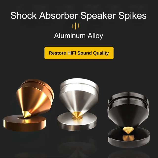 Alt view image 6 of 6 - 4Sets HiFi Speaker Spikes Stand Feet Pad, 0.9x0.86in, Hi-end Speaker Isolators Shock Absorber with Non-Slip Rubber Pads for Audiophile DAC Speaker Subwoofer Amp Turntables CD/DVD Players