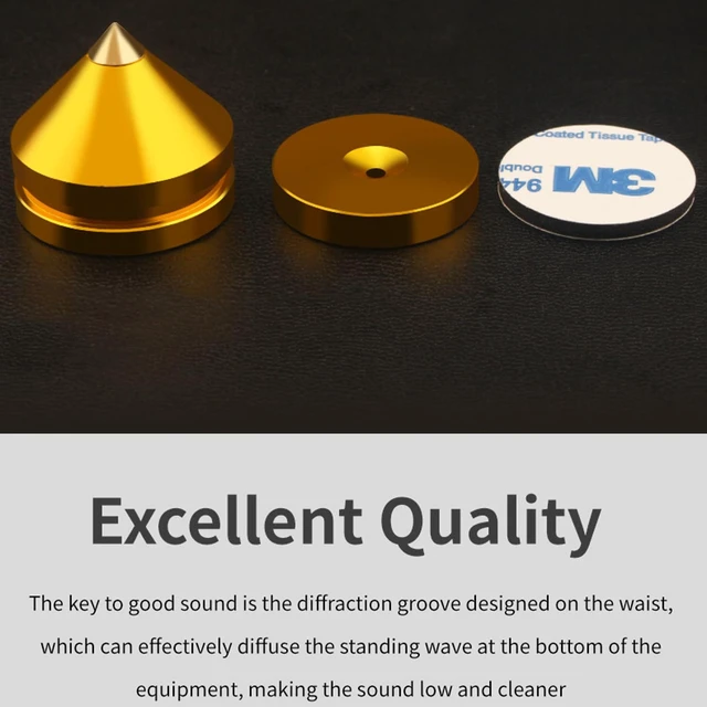 Alt view image 5 of 6 - 4Sets HiFi Speaker Spikes Stand Feet Pad, 0.9x0.86in, Hi-end Speaker Isolators Shock Absorber with Non-Slip Rubber Pads for Audiophile DAC Speaker Subwoofer Amp Turntables CD/DVD Players