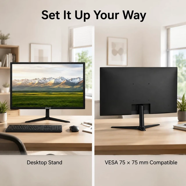 Alt view image 6 of 7 - Computer Monitor - 19 and 21.5 Inch Desktop Display with Select 10 Point Touchscreen Models, HDMI and VGA Ports, VESA Mount Options and Built in Speakers