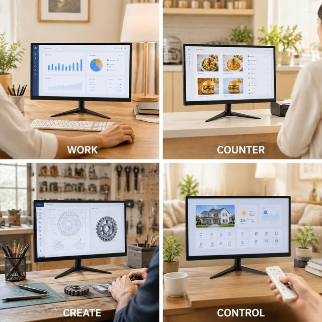 Alt view image 7 of 7 - Computer Monitor - 19 and 21.5 Inch Desktop Display with Select 10 Point Touchscreen Models, HDMI and VGA Ports, VESA Mount Options and Built in Speakers