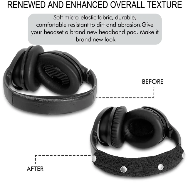 Alt view image 5 of 7 - Replacement Headband Cover for Bose QC35, QC25, JBL, Anker Soundcore, Sony Also for Hyperx, Sennheiser, ATH, Plantronics Headsets, Headband Cushion Easy Installation No Tool Needed Black