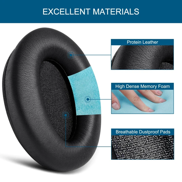 Alt view image 3 of 7 - Ear Pads for Sony WH-1000XM3 (WH1000XM3) Headphones, Black Replacement Earpads Ear Cushions for XM3 Headphones with Protein Leather Noise Isolation Memory Foam