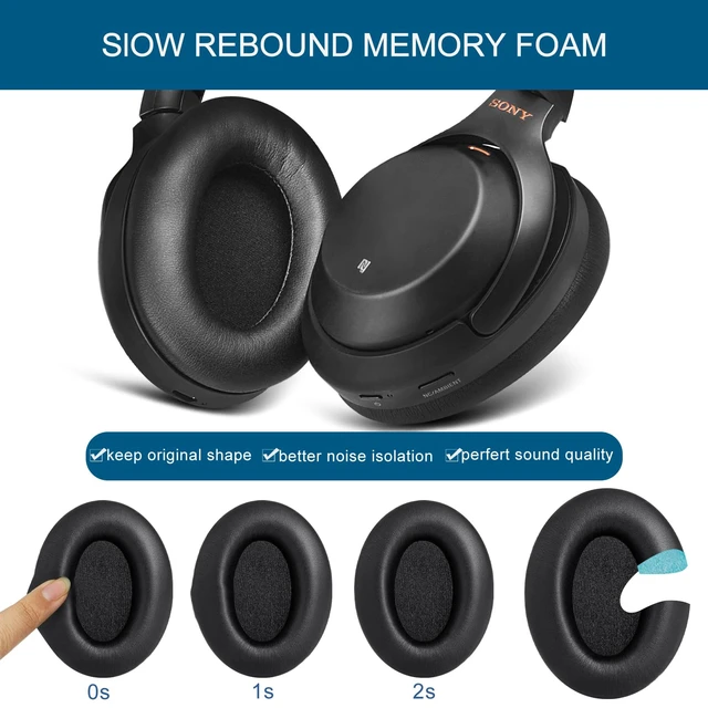 Alt view image 4 of 7 - Ear Pads for Sony WH-1000XM3 (WH1000XM3) Headphones, Black Replacement Earpads Ear Cushions for XM3 Headphones with Protein Leather Noise Isolation Memory Foam