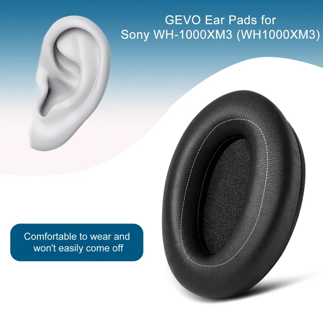 Alt view image 5 of 7 - Ear Pads for Sony WH-1000XM3 (WH1000XM3) Headphones, Black Replacement Earpads Ear Cushions for XM3 Headphones with Protein Leather Noise Isolation Memory Foam