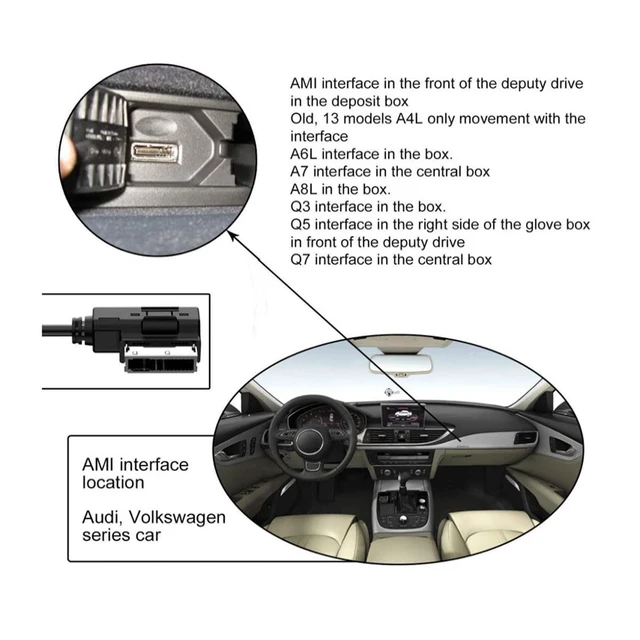 Alt view image 6 of 7 - 13.78 Inch 3 RCA to AMI MMI Audio Video Cable for DVD/MP3/MP4/Mobile Phones Compatible with 2009-2016 Audi MMI 3G+ A4L/A5/A6L/A7/Q5/Q7