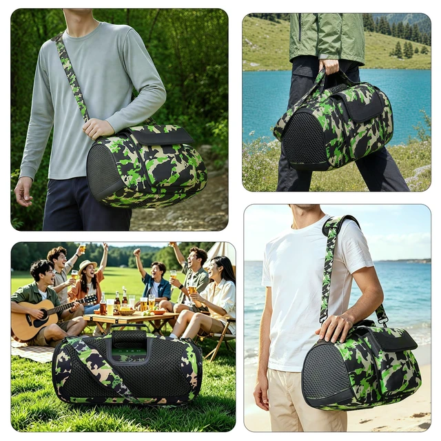 Alt view image 2 of 7 - Carrying Case Compatible with JBL Boombox 4, Portable Travel Bag,Camouflage Speaker Case with Mic & Accessories Storage, Rear Charging Port, Full Button Access, Adjustable Shoulder Strap, Foldable