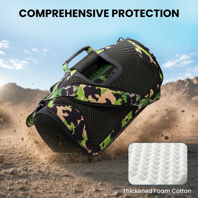 Alt view image 4 of 7 - Carrying Case Compatible with JBL Boombox 4, Portable Travel Bag,Camouflage Speaker Case with Mic & Accessories Storage, Rear Charging Port, Full Button Access, Adjustable Shoulder Strap, Foldable
