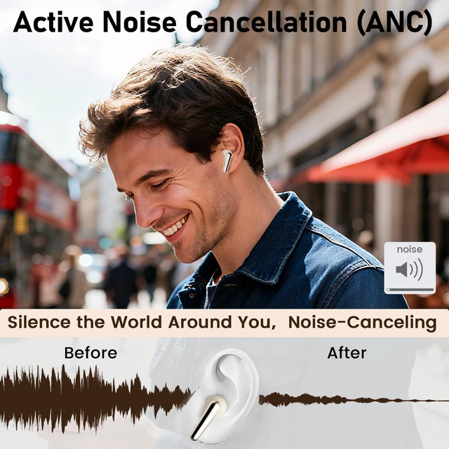 Alt view image 3 of 7 - CXPSUE Active Noise Cancelling Earbuds,-42dB Hybrid ANC,Dual Pairing,60-Hour Playtime,IPX5 Water Resistant, Bluetooth 6.0