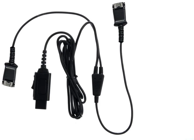 Main image of Training Headphones Adapter Y Cable Cord with Switch Mute For Agents & Supervisors, Durable, Quick Disconnect, Headphone Y Splitter Phone Cord, Exclusive PLX QD Compatibility