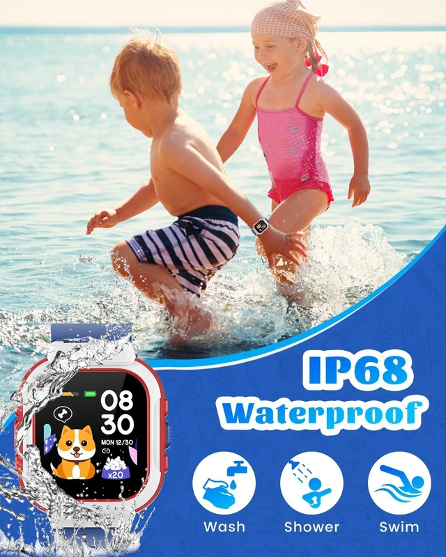 Alt view image 5 of 7 - Smart Watch for Kids, Fitness Tracker with Pedometer, Heart Rate Monitor, Sleep Tracker, Alarm Clocks, Puzzle Games, Calculator, IP68 Waterproof, Blue