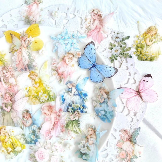 Alt view image 2 of 6 - Angel Fairy Stickers Set - 160 Pcs Clear PET Fairy Stickers for Scrapbook, Journal, Junk Journal, Collage - Waterproof Transparent for Resin, Craft & Scrapbook Supplies