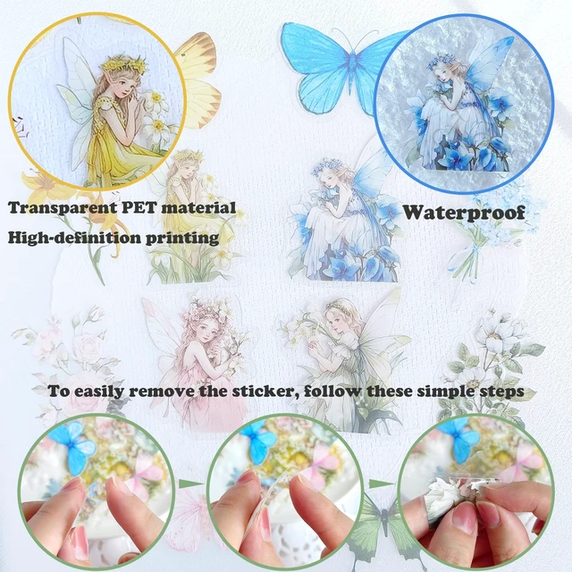 Alt view image 5 of 6 - Angel Fairy Stickers Set - 160 Pcs Clear PET Fairy Stickers for Scrapbook, Journal, Junk Journal, Collage - Waterproof Transparent for Resin, Craft & Scrapbook Supplies