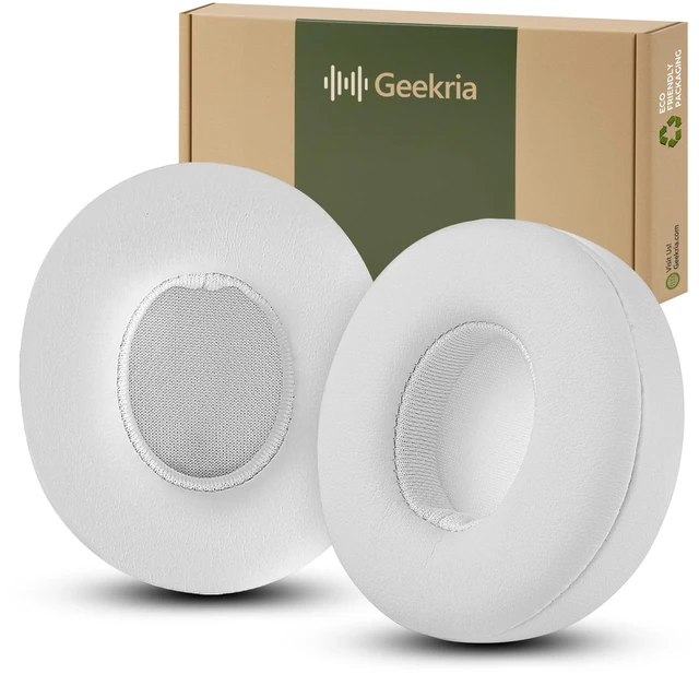 Main image of Replacement Ear Pads for Beats Solo 2 Wireless B0534, White Not For Beats Solo2 Wired, Soft Protein Leather, High-Density Memory Foam, Pre-Applied Adhesive, 1 Pair Included