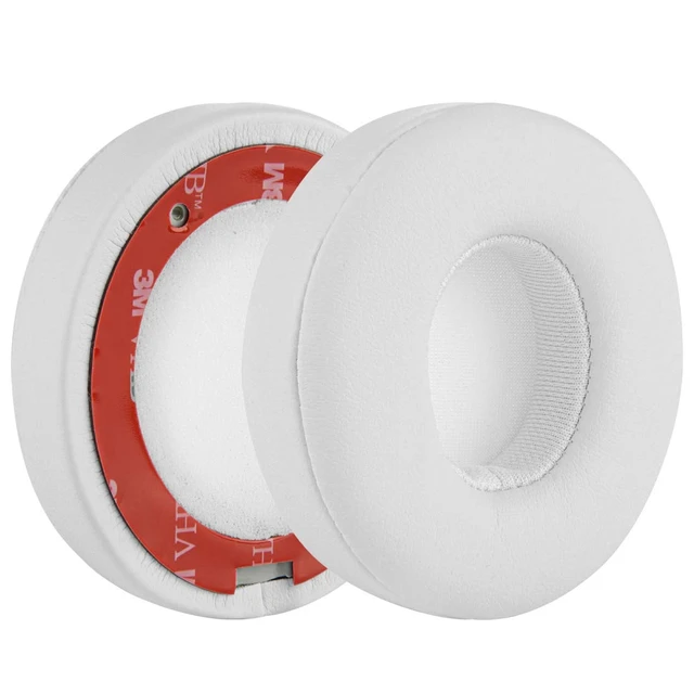 Alt view image 2 of 7 - Replacement Ear Pads for Beats Solo 2 Wireless B0534, White Not For Beats Solo2 Wired, Soft Protein Leather, High-Density Memory Foam, Pre-Applied Adhesive, 1 Pair Included