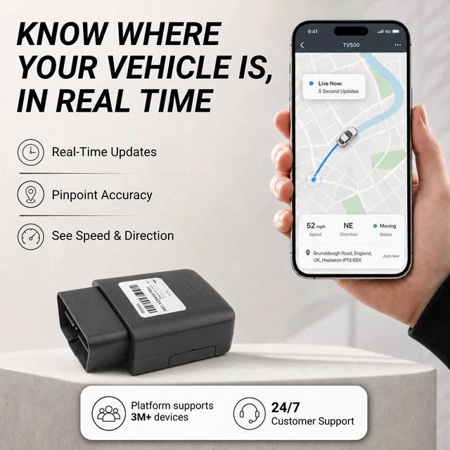 Alt view image 2 of 7 - Tracker for Vehicles, 4G LTE Real-Time Car Tracker, Geofencing, SIM Included, 2-Wire Install, for Cars Trucks Vans Fleet Tracking (TV500)