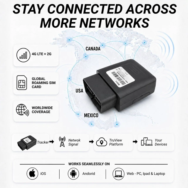 Alt view image 7 of 7 - Tracker for Vehicles, 4G LTE Real-Time Car Tracker, Geofencing, SIM Included, 2-Wire Install, for Cars Trucks Vans Fleet Tracking (TV500)