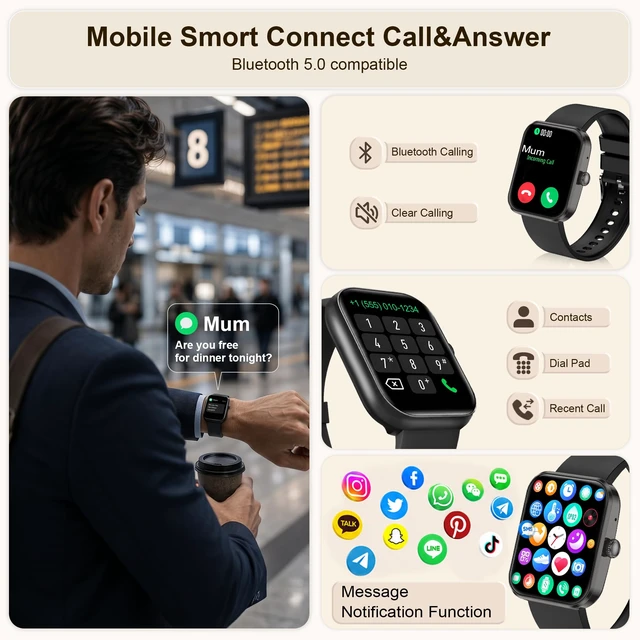 Alt view image 2 of 7 - Smart Watches for Men, Bluetooth Calling, 1.93" AMOLED Fitness Tracker Heart Rate, Sleep & SpO2 Tracking, 123 Sports Modes, Voice Control, Long Battery Life for Android & iPhone