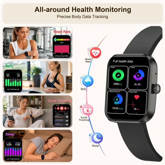 Alt view image 4 of 7 - Smart Watches for Men, Bluetooth Calling, 1.93" AMOLED Fitness Tracker Heart Rate, Sleep & SpO2 Tracking, 123 Sports Modes, Voice Control, Long Battery Life for Android & iPhone