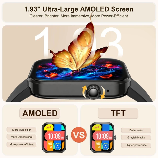 Alt view image 3 of 7 - Smart Watches for Men, Bluetooth Calling, 1.93" AMOLED Fitness Tracker Heart Rate, Sleep & SpO2 Tracking, 123 Sports Modes, Voice Control, Long Battery Life for Android & iPhone