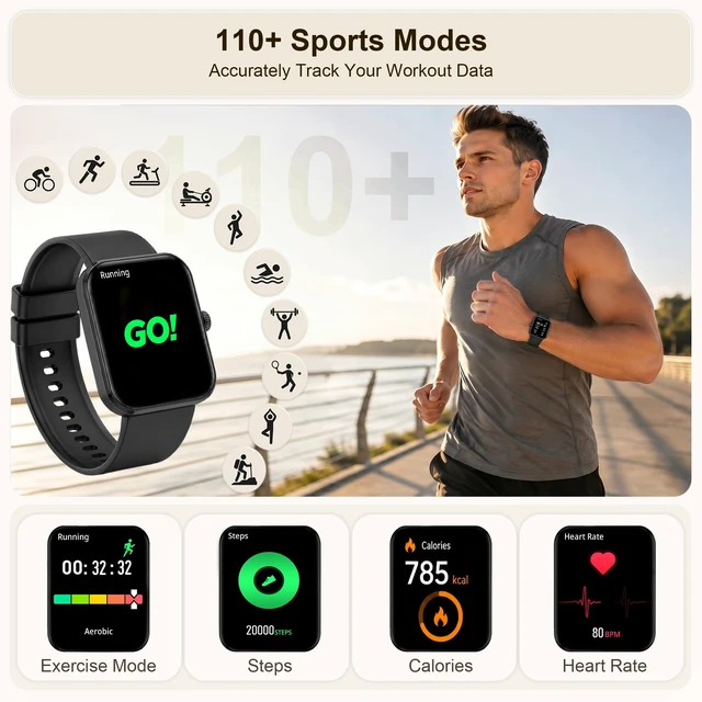 Alt view image 5 of 7 - Smart Watches for Men, Bluetooth Calling, 1.93" AMOLED Fitness Tracker Heart Rate, Sleep & SpO2 Tracking, 123 Sports Modes, Voice Control, Long Battery Life for Android & iPhone