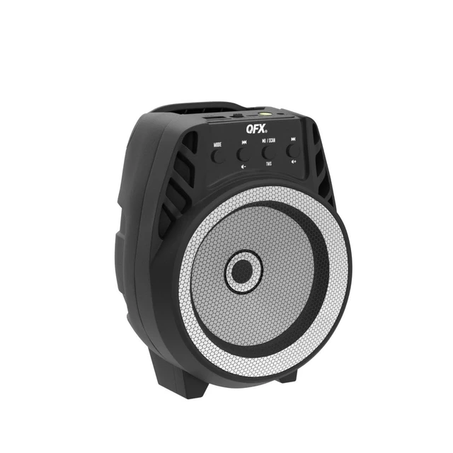Alt view image 7 of 7 - BT-64 TWS Bluetooth Rechargeable Portable Speaker with 4 Woofer LED Party Lights, Microphone Input, AUX Input, USB Port, TF Card Slot, Black