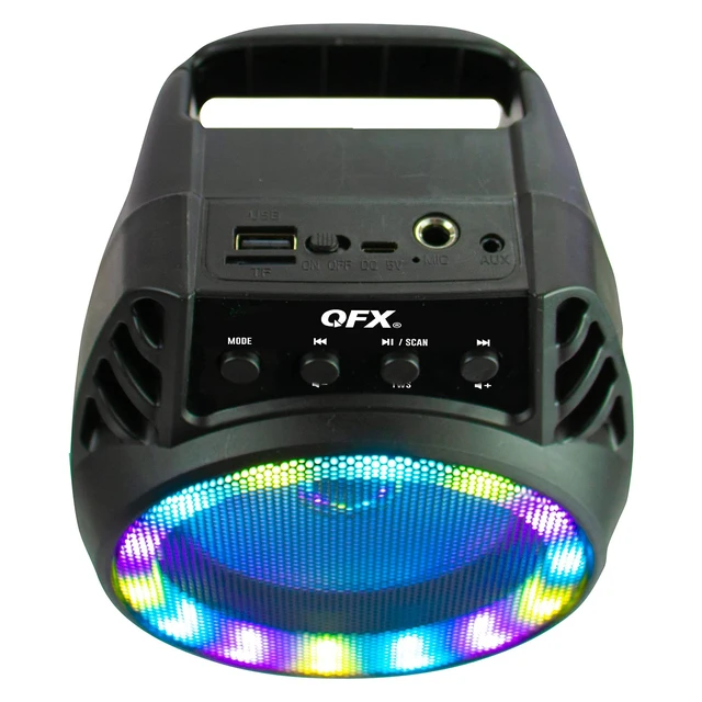 Alt view image 6 of 7 - BT-64 TWS Bluetooth Rechargeable Portable Speaker with 4 Woofer LED Party Lights, Microphone Input, AUX Input, USB Port, TF Card Slot, Black