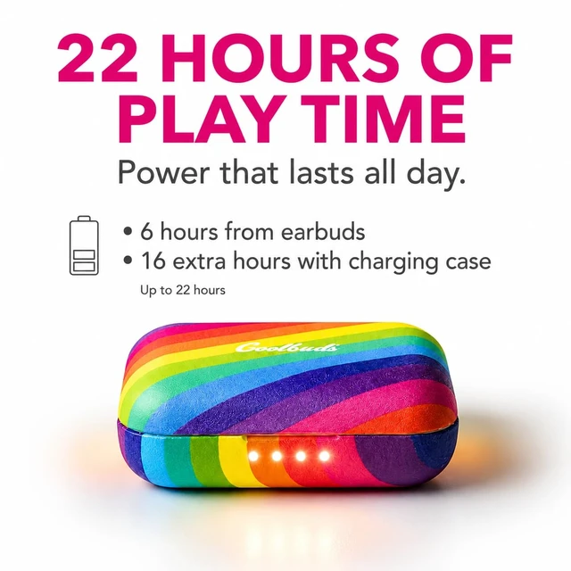 Alt view image 4 of 7 - Bluetooth Wireless Earbuds, Noise Cancelling Headphones, Mic, Rainbow Pride