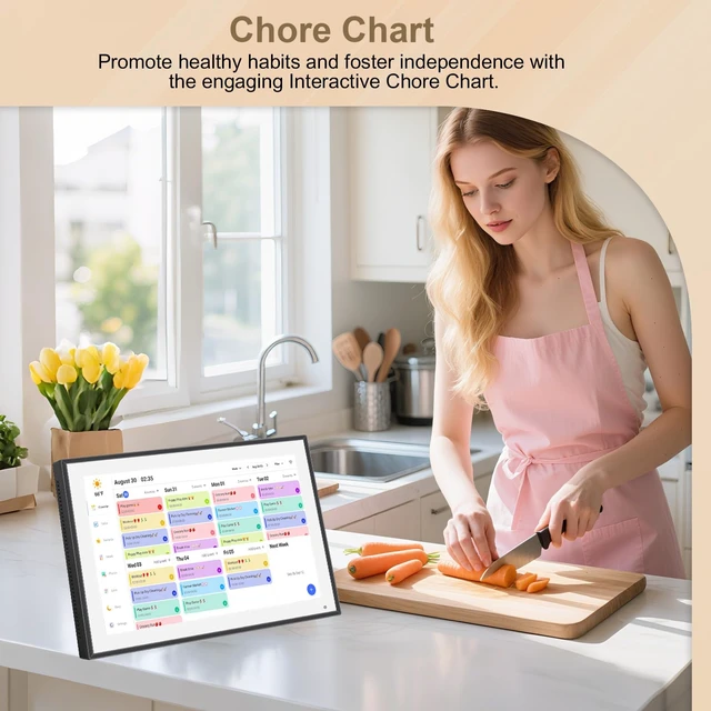 Alt view image 5 of 7 - 10.1 inch Digital Calendar & Chore Chart,Smart Touchscreen Interactive Display for Family Schedules, Wall & Desk Mountable, Digital Photo Frame Functon, Great for Organizing Your 2026 Calendar