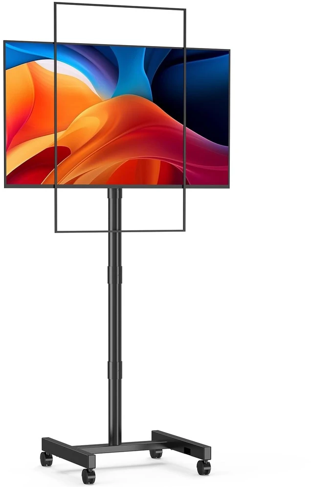 Main image of Extra Tall Rolling TV Stand for 13-52 Inch TVs/Screens, Sturdy 50mm Pole 3 Height Adjustable Mobile TV Floor Stand on Wheels up to 88Lbs, Portable TV/Monitor Cart for for Treadmills and Ellipticals